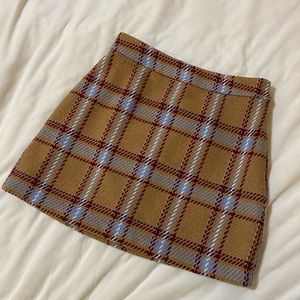 Forever 21 ☀️ Soft Textured Plaid Skirt With Slip & Zipper
